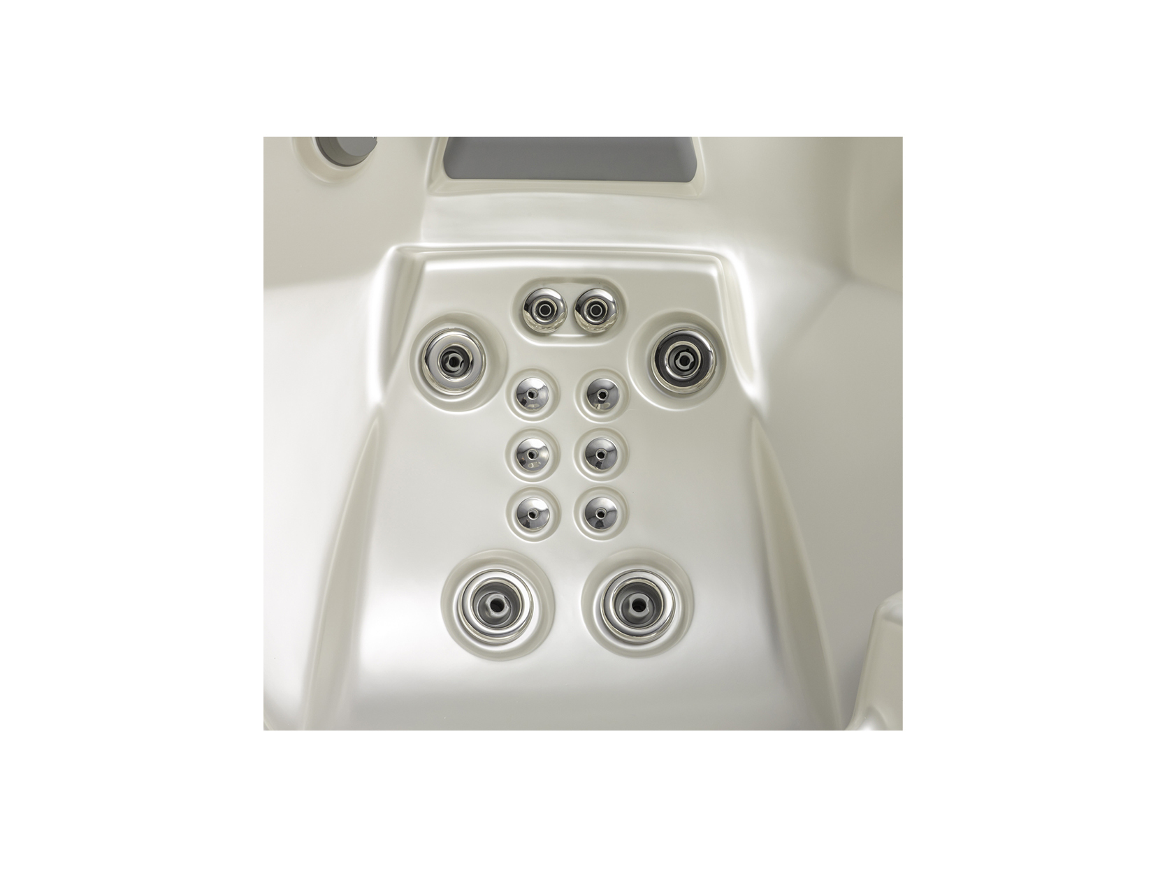 Nahaufnahme des Shiatsu-Komplexes eines USSPA® Whirlpools von ActiveSpa GmbH, mit mehreren Massage-Düsen für hydrotherapeutische Entspannung.