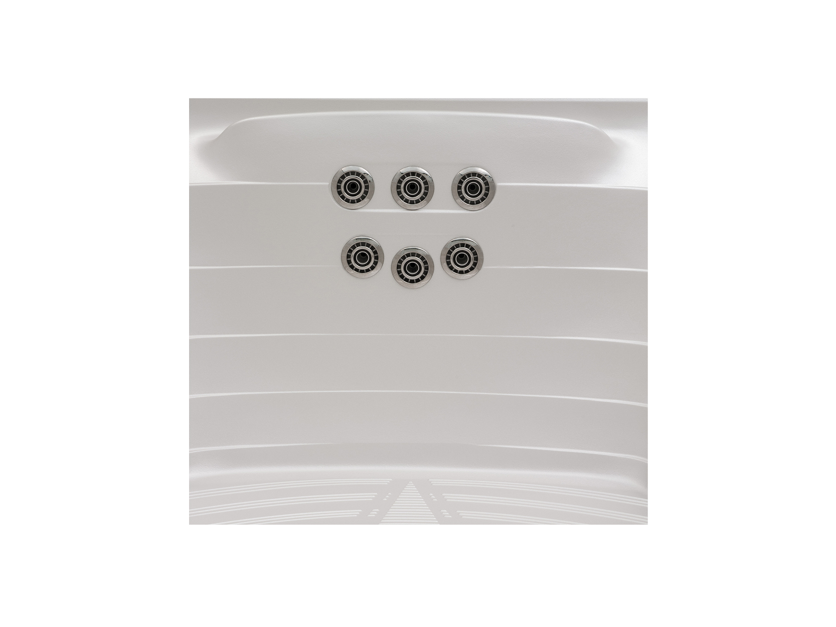 Sechs runde Gegenstrom-Jets auf der glatten Oberfläche eines USSPA® Whirlpools von ActiveSpa GmbH.