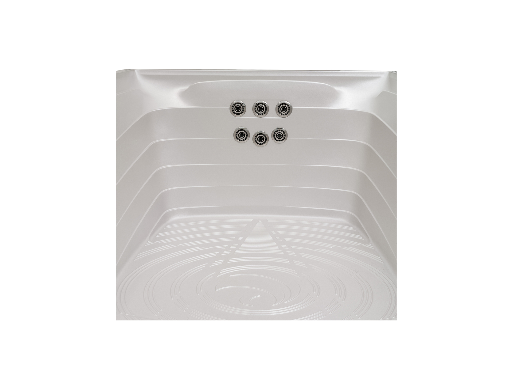 Weißer Premium Swim Spa von USSPA mit mehreren Jet-Düsen und rutschfester, texturierter Bodenfläche – ideal für private Entspannung und Fitness.